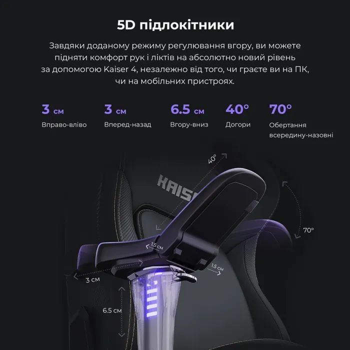 Крісло ігрове Anda Seat Kaiser 4 Fabric Size XL Black (AD12YDDC-XLL-20-B-CF) зображення 11