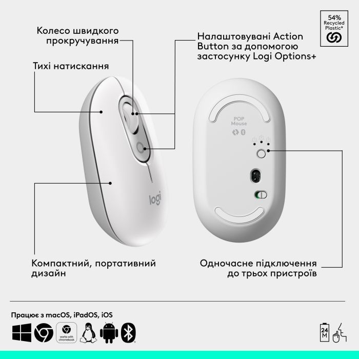 Мышка Logitech POP Mouse With Emoji Bluetooth Lilac (910-007414) изображение 6