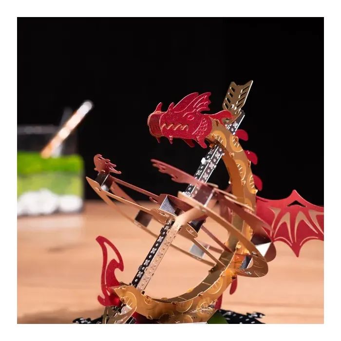 Конструктор Metal Time Коллекционная модель Sun Chaser Dragon Stand Clock Солнечные часы (MT025) изображение 5