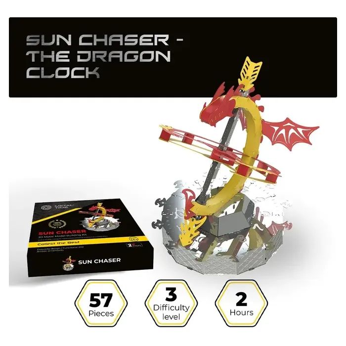 Конструктор Metal Time Коллекционная модель Sun Chaser Dragon Stand Clock Солнечные часы (MT025) изображение 6