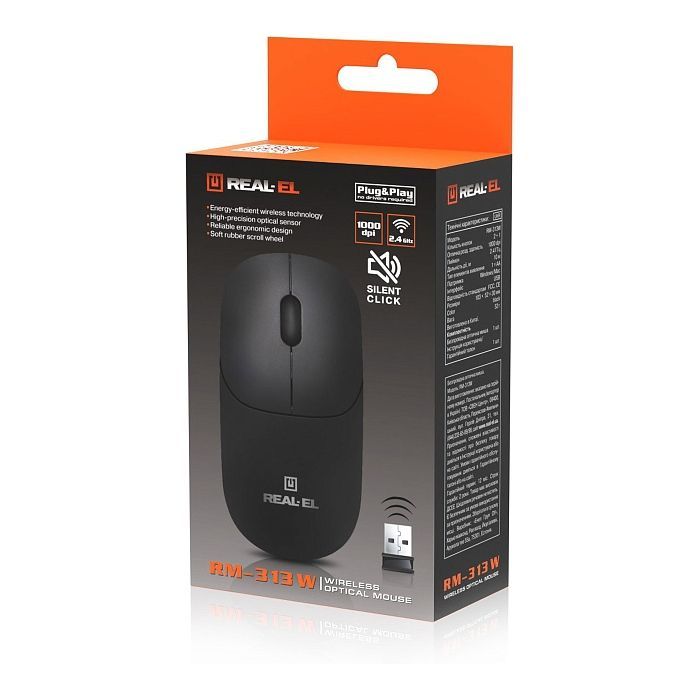 Мишка REAL-EL RM-313W Wireless Black (EL123200042) зображення 10