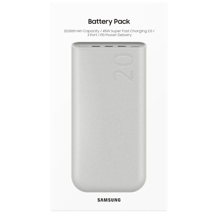 Батарея универсальная Samsung 20000mAh, SuperFastCharge2.0/45W, PD/3.0, PDO/PPS, Beige (EB-P4520XUEGEU) изображение 6