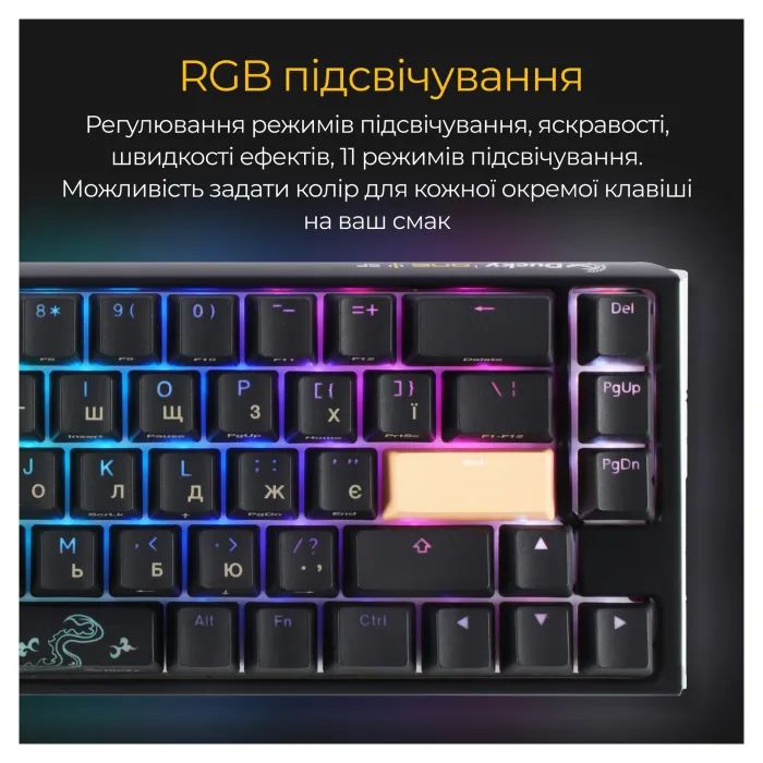 Клавиатура Ducky One 3 SF Cherry MX Red RGB UA USB Black (DKON2167ST-RUAPXCLAWSC1) изображение 3