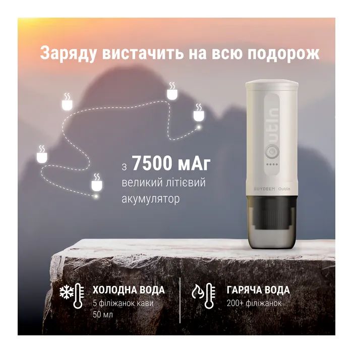 Кавоварка кемпінгова Buydeem Outin X Oat White (OTEM-01-OW) зображення 11