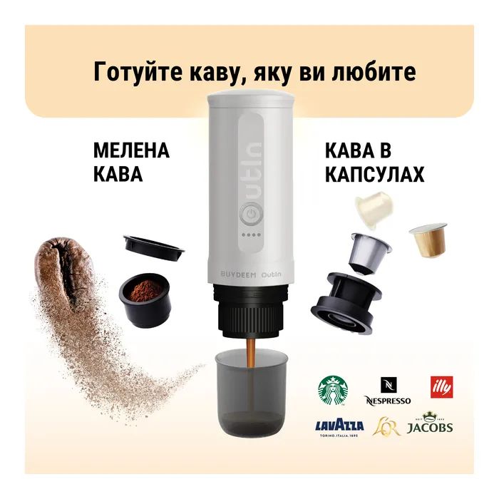 Кавоварка кемпінгова Buydeem Outin X Oat White (OTEM-01-OW) зображення 3