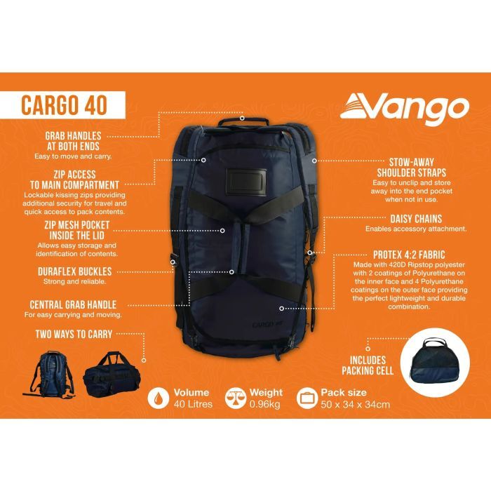 Сумка дорожная Vango Cargo 40 Moonlit Ocean (RUUCARGO0000004) (930852) изображение 8