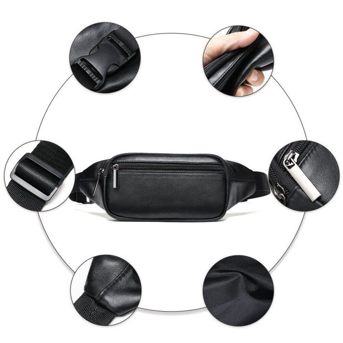 Сумка Vintage Бананка из кожи Черная (14999) изображение 8