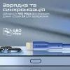 Дата кабель USB 2.0 AM to Lightning 1.0m navy Promate (xcord-ai.navy) изображение 3