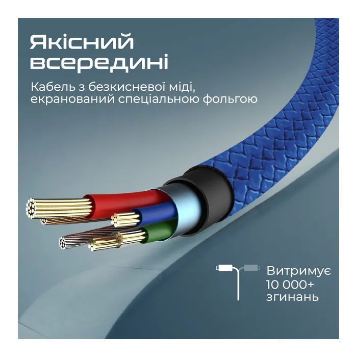 Дата кабель USB 2.0 AM to Lightning 1.0m navy Promate (xcord-ai.navy) изображение 4