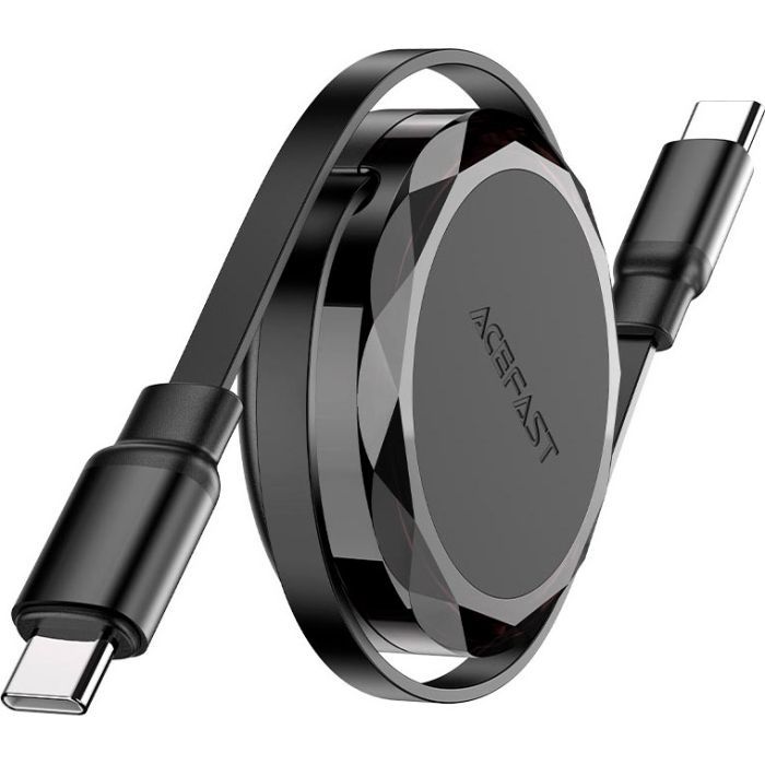 Дата кабель USB-C to USB-C 0.8m 60W dual retraction C13-03 Black Acefast (6974316280132)