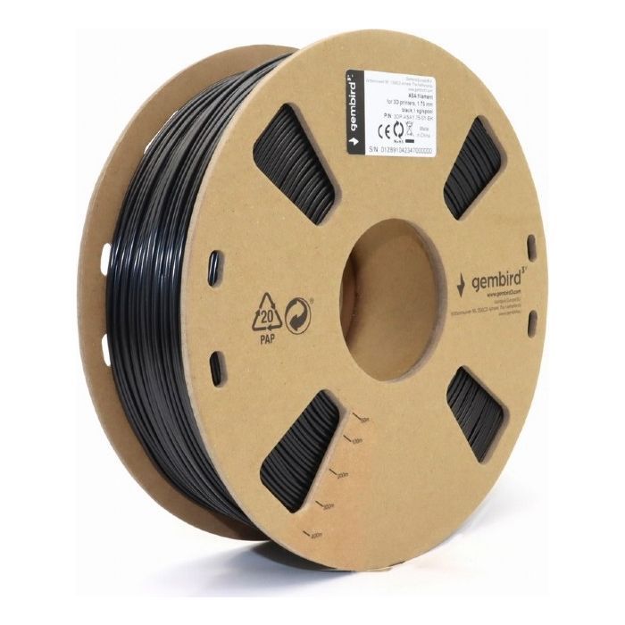 Пластик для 3D-принтера Gembird ASA 1.75 мм, 1 kg, black (3DP-ASA1.75-01-BK)