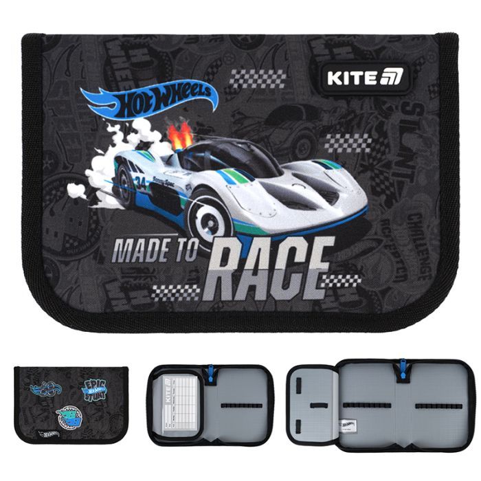 Пенал Kite 621 Hot Wheels, 1 відділення, 1 відворот (HW25-621)