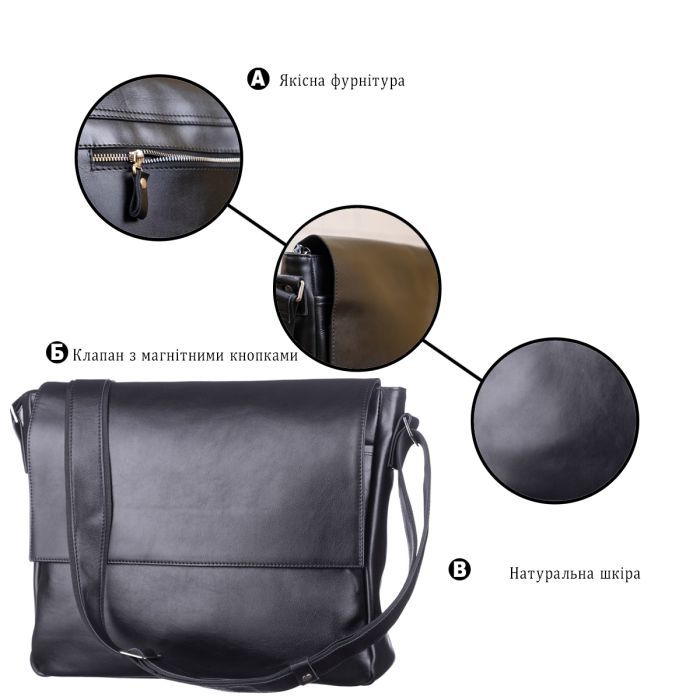 Сумка Shvigel Кожаная Черная (11039) изображение 4