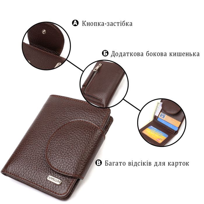 Портмоне Canpellini З натуральної шкіри Коричневе (21808) зображення 4
