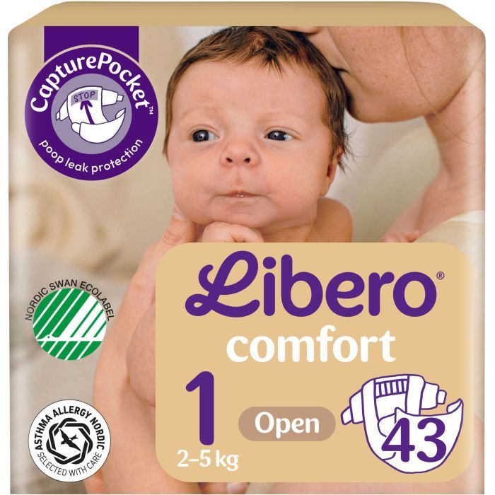 Подгузники Libero Comfort Розмір 1 (2-5 кг) 43 шт (7310361149090)