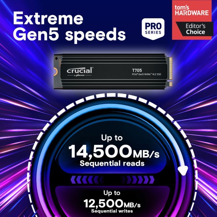 Накопитель SSD M.2 2280 2TB T705 with Heatsink Micron (CT2000T705SSD5) изображение 3