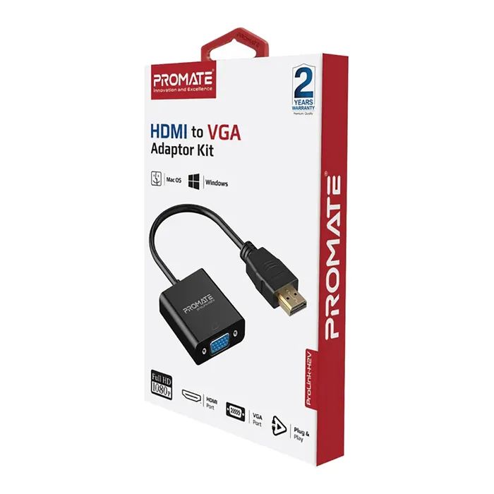 Переходник HDMI to VGA black Promate (prolink-h2v.black) изображение 2