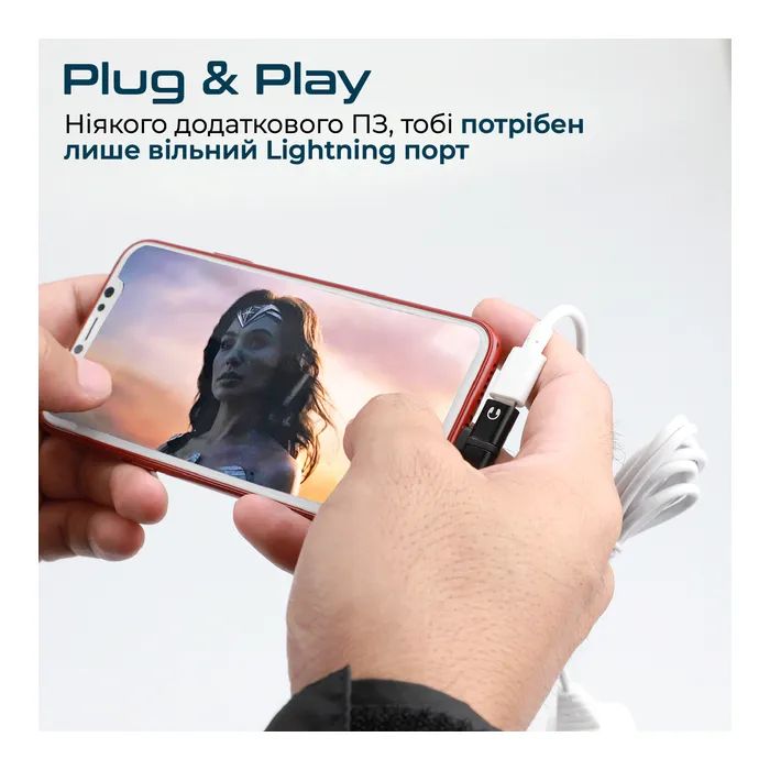 Перехідник Lightning M to 2xLightning F Audiо + Charge Promate (ihinge-lt.black) зображення 5