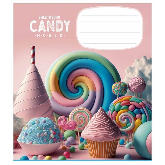 Зошит Школярик Candy world 12 аркушів коса лінія (012-3266C)