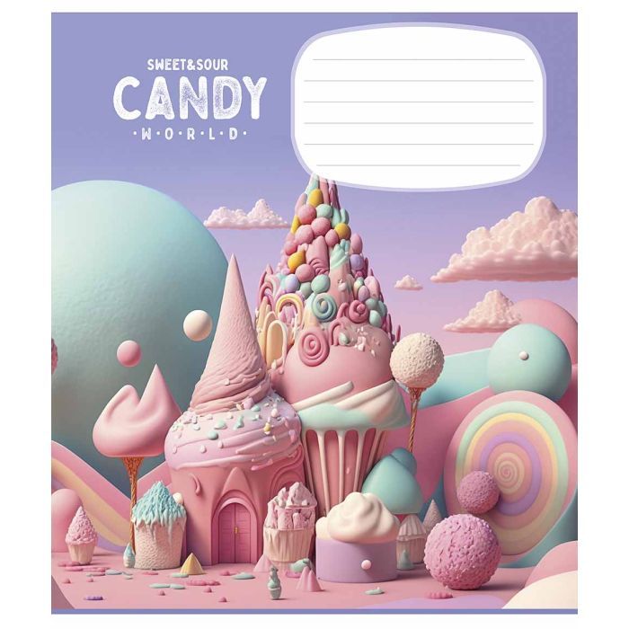 Зошит Школярик Candy world 12 аркушів коса лінія (012-3266C) зображення 2