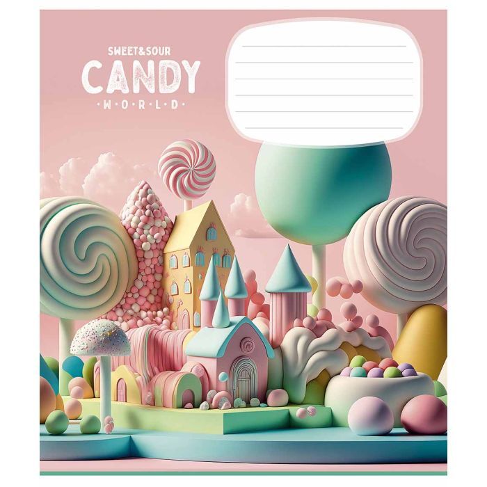 Зошит Школярик Candy world 12 аркушів коса лінія (012-3266C) зображення 3