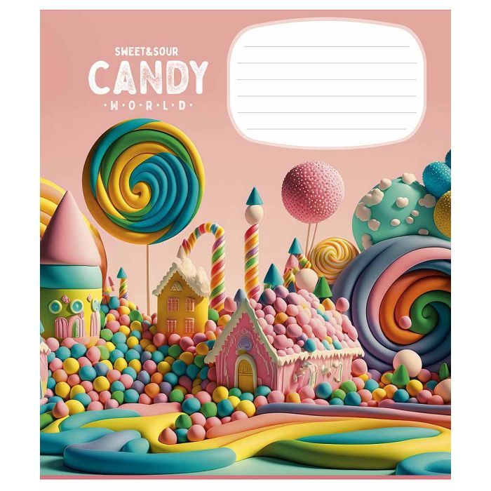Зошит Школярик Candy world 12 аркушів коса лінія (012-3266C) зображення 4