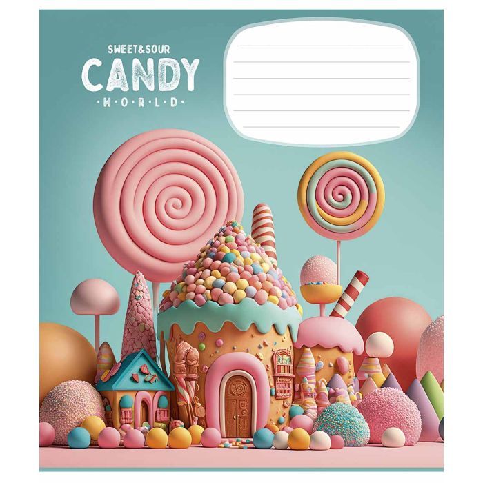 Зошит Школярик Candy world 12 аркушів коса лінія (012-3266C) зображення 5