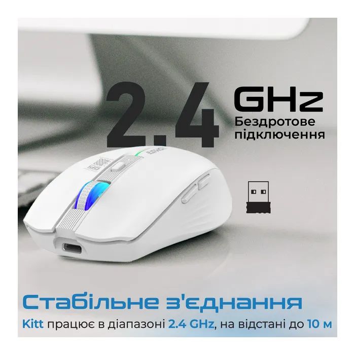Мишка Promate Kitt Wireless White (kitt.white) зображення 6