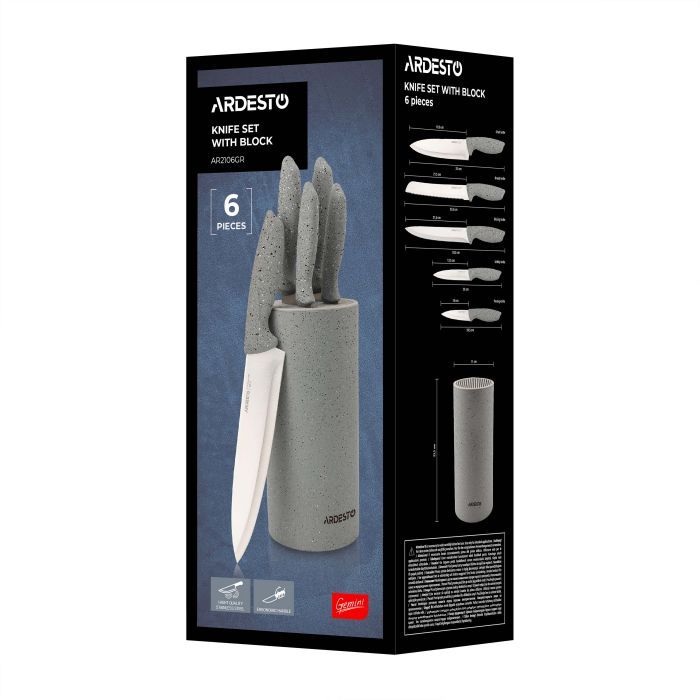 Набор ножей Ardesto Gemini 6 предметів, сірий (AR2106GR) изображение 12