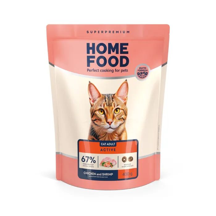 Сухий корм для кішок Home Food For active з куркою та креветками 200 г (4820290090125)
