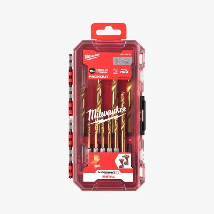 Набір свердл Milwaukee по металу PACKOUT RedHEX HSS-G TiN, 10шт (4932493865) зображення 2
