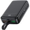 Батарея універсальна Acefast 20000mAh 22,5W PD, QC/3.0 USB-A+USB-C In/Out,build-in cable M14 Black (6974316283966) зображення 3