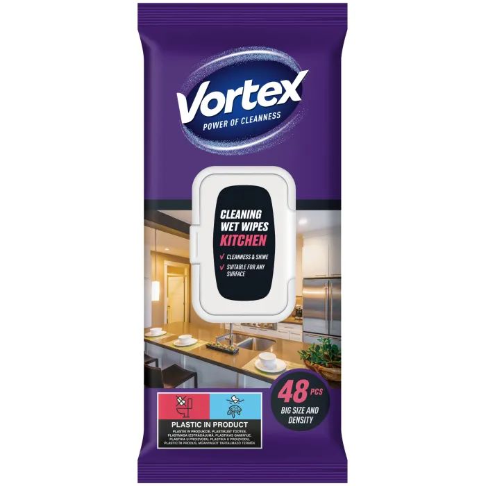 Салфетки для уборки Vortex Влажные Для кухни С клапаном 48 шт. (4823071641257)