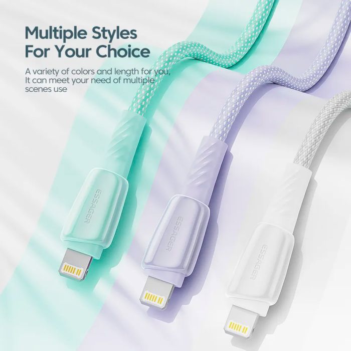 Дата кабель USB 2.0 AM to Lightning 2.0m 3A white Essager (EXCL-CHA02) изображение 3