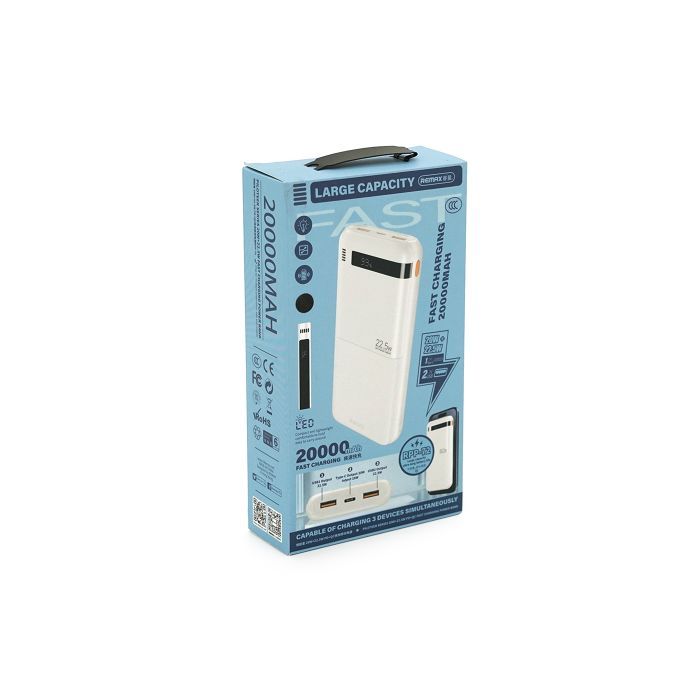 Батарея універсальна Remax 20000mAh, PD/20W, QC/22.5W, Black/White (RPP-72)