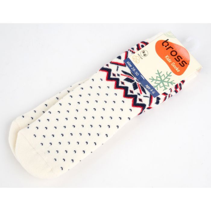 Шкарпетки дитячі Bross махрові новорічні (9901-2-4-beige)