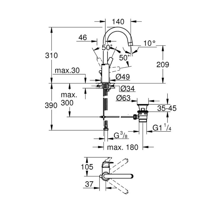 Змішувач Grohe Start Flow L-Size (23811000) зображення 2