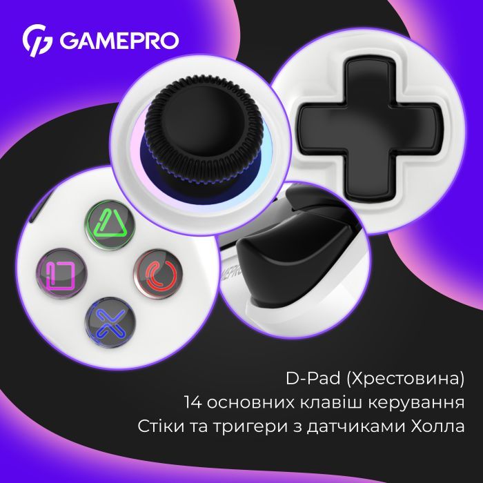 Геймпад GamePro GPS20B 2.4G/BT 5.1/USB (Switch/PC/PS/iOS/Android) RGB Black (GPS20B) изображение 9