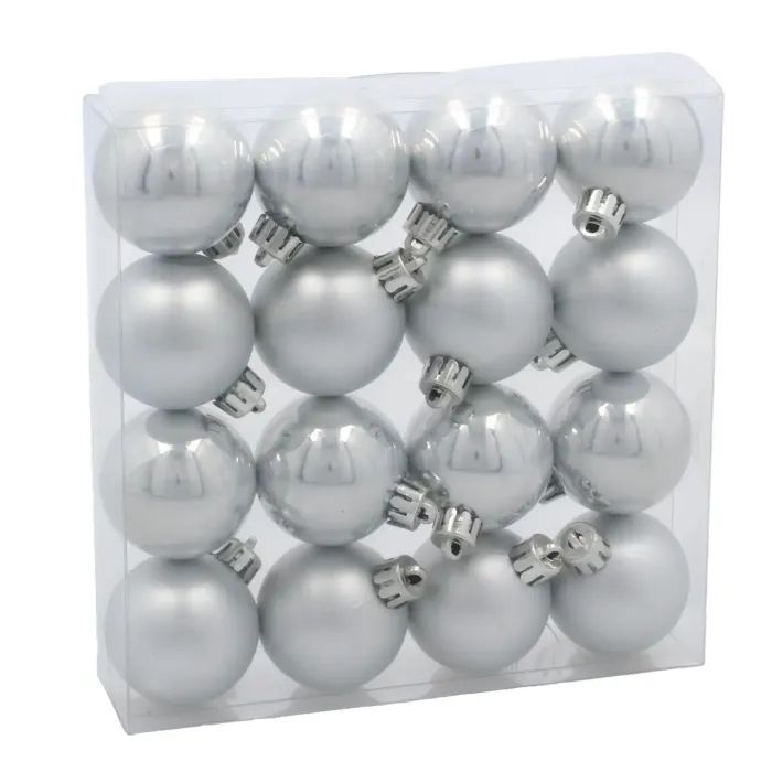 Ялинкова іграшка Chomik пластикові кульки 16 шт, 4 см, сріблясті (5900779893856_1)