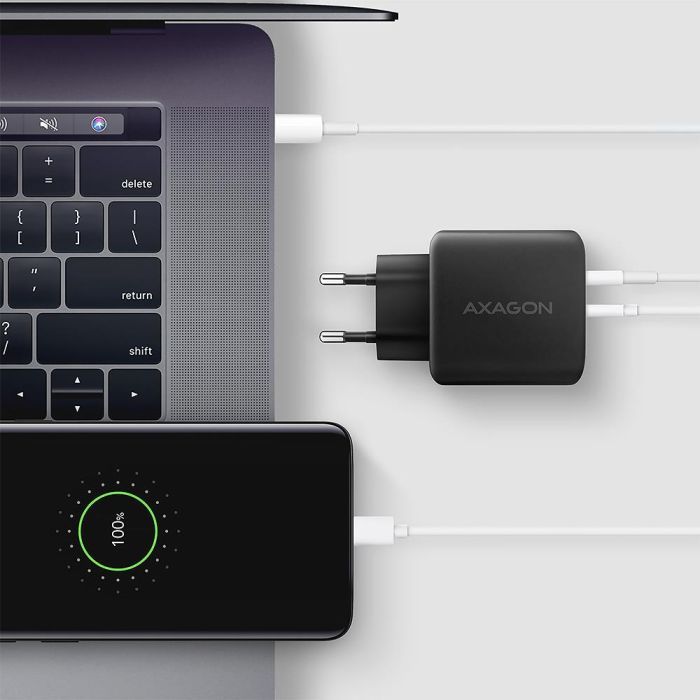 Зарядний пристрій AXAGON 1xUSB QC4.0 + 1xUSB-C PD45W PPS black (ACU-PQ45) зображення 7