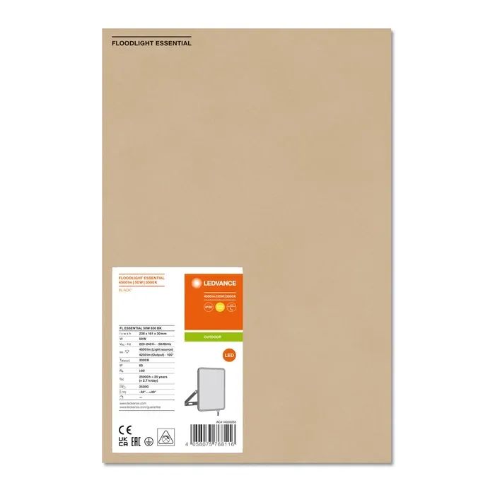 Прожектор LEDVANCE FL ESSENTIAL 50W 830 BK IP65 (4058075768116) зображення 6