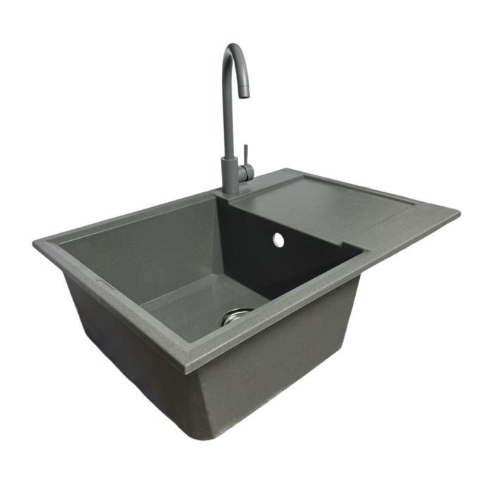 Мойка кухонная Adamant Horizon Medium сірий + змішувач (4824296104404)