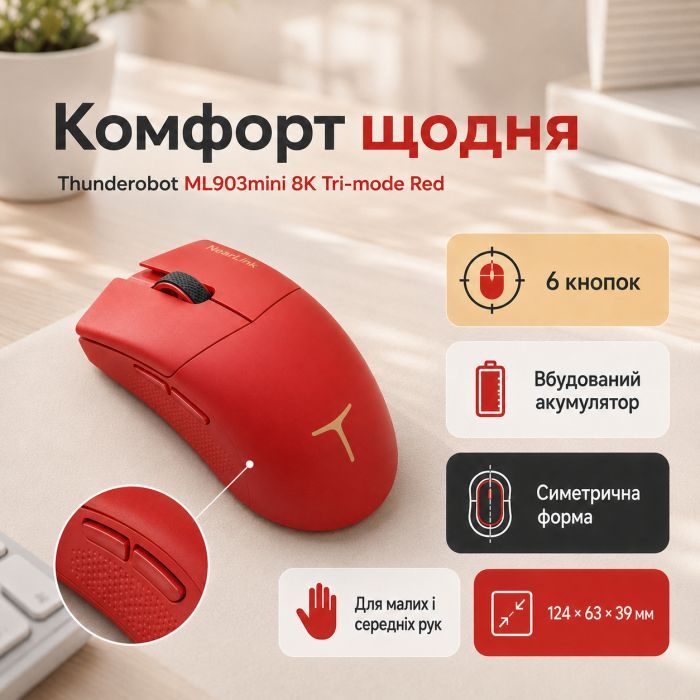 Мишка Thunderobot ML903mini 8K Tri-mode White (6932066315702) зображення 3