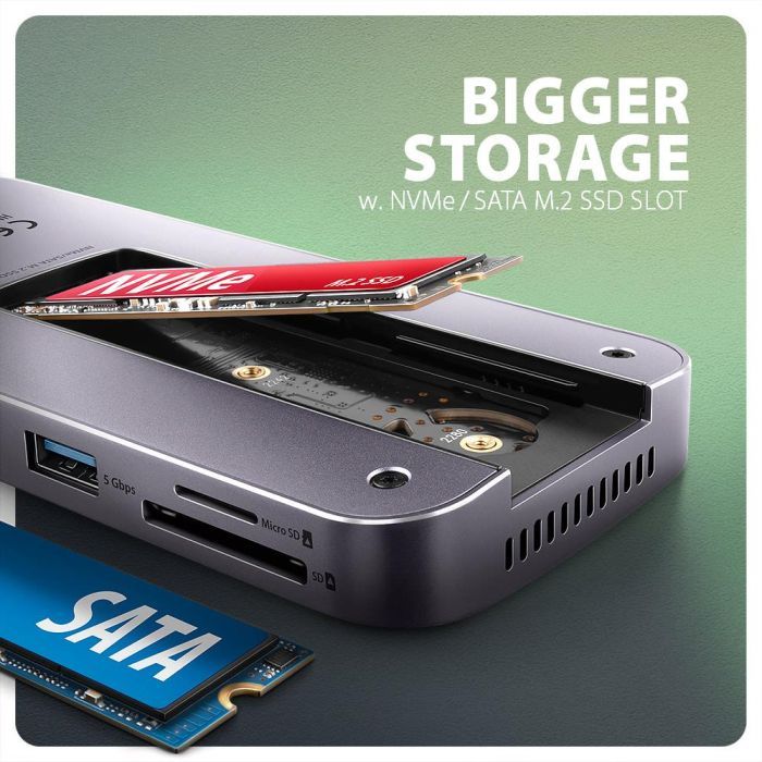 Концентратор AXAGON USB-C 12-in-1 HDMI + DisplayPort + RJ45 1000Mbps + PD100W aluminum gray (HMC-12GM2) изображение 5