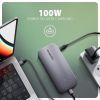 Концентратор AXAGON USB-C 12-in-1 HDMI + DisplayPort + RJ45 1000Mbps + PD100W aluminum gray (HMC-12GM2) изображение 8