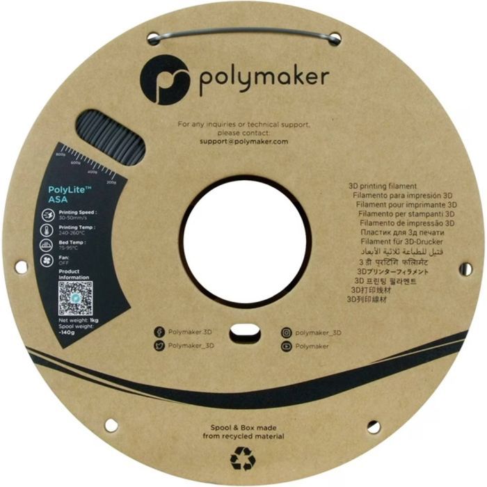 Пластик для 3D-принтера Polymaker ASA POLYLITE 1,75mm 1kg DARK GREY (PF01037) зображення 2