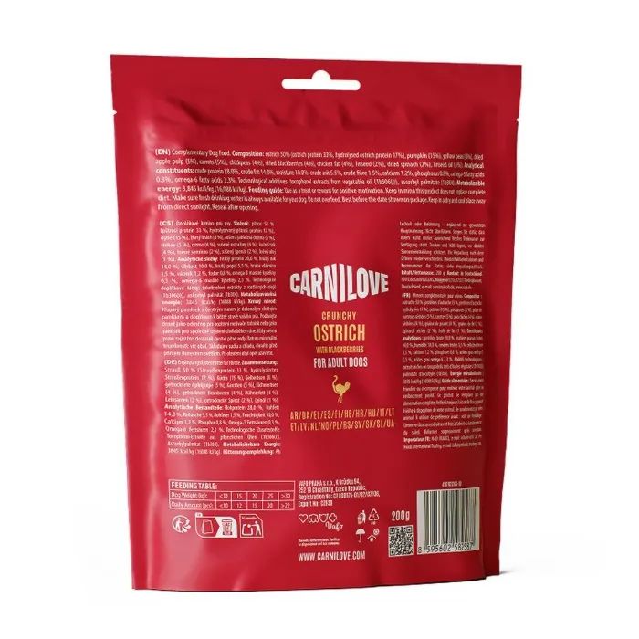 Лакомство для собак Carnilove Crunchy Snack Ostrich with Blackberries 200 г (8595602582587) изображение 2