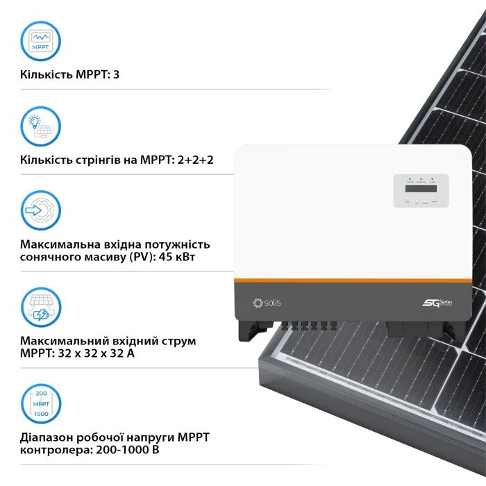 Солнечный инвертор Solis 30kW 3 MPPT 220/380V 3ф (S5-GC30K) изображение 5
