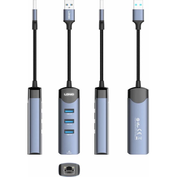 Концентратор LDNIO USB 3.0 4-in-1 3xUSB 3.0 + 1xRJ45 (DS-144U) изображение 6
