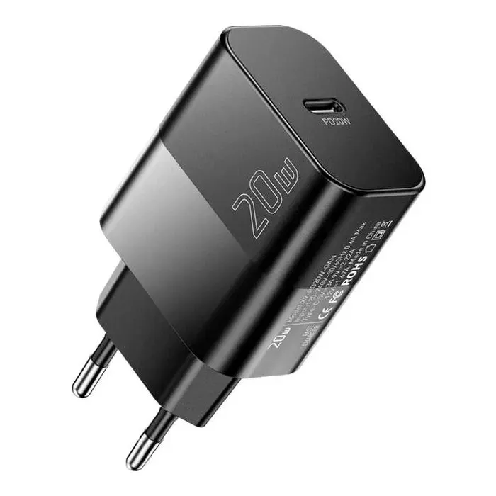 Зарядное устройство Essager USB-C PD20W + cable USB-C to USB-C 60W black (E20JSB1-SYTT1-T) изображение 2
